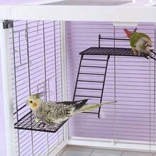 3pcs/Set Stainless Steel Minimalist Bird Cage Perch Platform With Ladder, Hanging Parrot Play And Standing Platform, Easy To Clean And Install, Multi-Functional Bird Climbing Rack And Feeding Platform, Bird Playground, Bird Training And Exercise Area, Suitable For Parrots, Lovebirds And All Birds And Small Pet Cages - View 8
