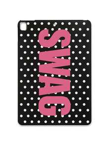 1pc Y2K Millennium Hot Girl Style Black Background White Polka Dot SWAG Fuchsia English Print Tablet Protective Case, Ins Influencer Cool Personalized Full Coverage Anti-Drop Black Matte Soft Shell, Suitable For Personal Use, Birthday Gift Choice; Compatible With Ipad Case, - Black - View 37