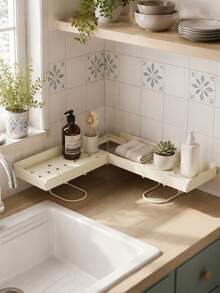 Over‑The‑Faucet Sink Organizer Rack, 90‑Degree Foldable Design Countertop Space And Keeps Sink Tidy, Holds Soap Dispenser, Toothbrushes, Toothpaste And Small Bathroom Supplies, Perfect For Bathroom Sink, Household Washroom Dorm Use - Multicolor - View 4