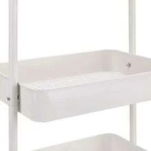 Mint Green  Basics 3 Tier Rolling Utility Cart Versatile Kitchen Storage Trolley With Smooth Rolling Wheels Sturdy Steel Frame For Home Office Organization - White - View 5