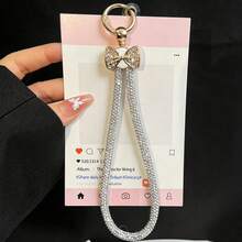 Fashionable Exquisite Full Rhinestone Butterfly Short Outdoor Portable Pendant Butterfly Full Rhinestone Ring Women's Delicate High-End Niche Pendant Accessory Outdoor Travel Hiking Commute Handbag Strap Phone Case Phone Cover Small Pendant Rope Rhinestone Shiny Inlaid Diamond High-End Wrist Pendant Phone Chain Phone Lanyard - Multicolor - View 4