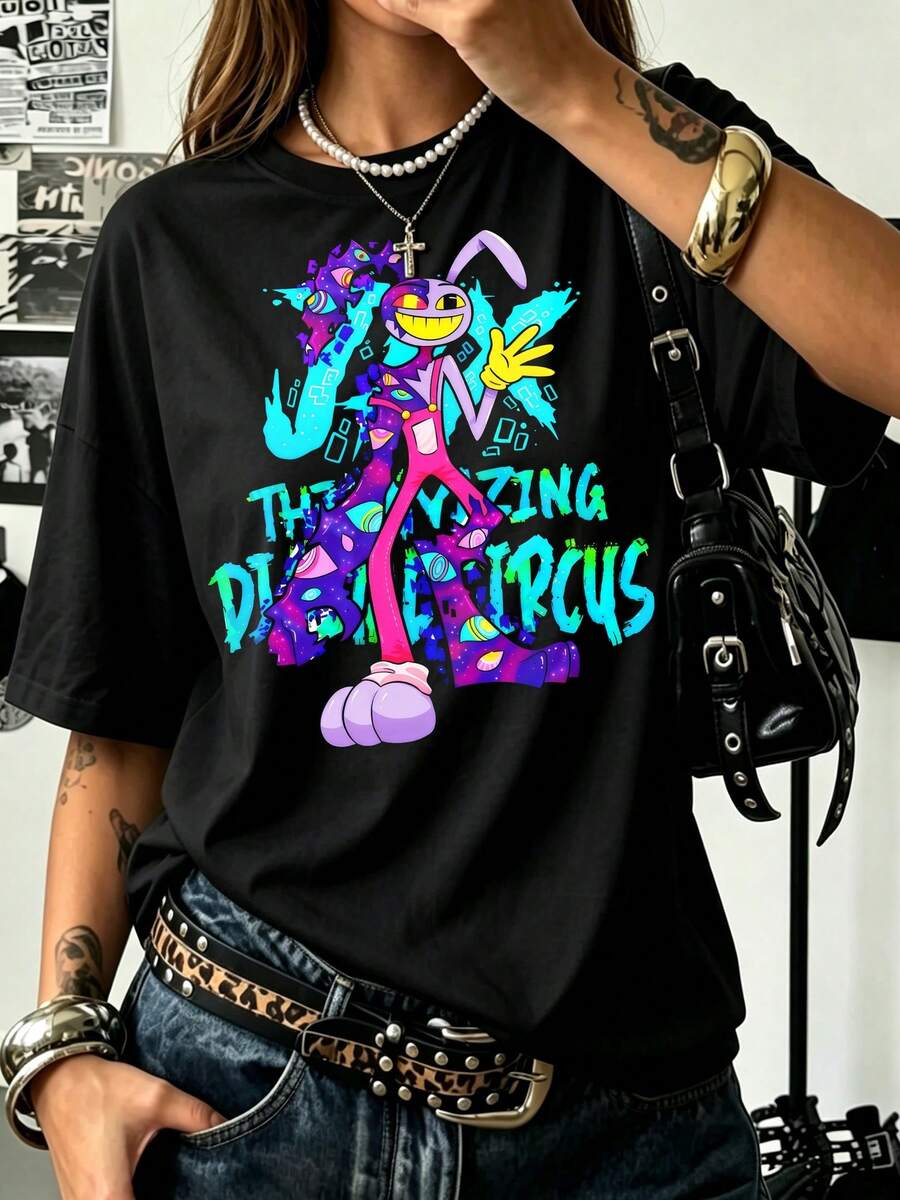 Jax The Amazings Digital Circus Tshirt, TADC Fan Gift,CircusCharacters Shirts, Jax Circus Shirts, Anime Tshirts,Gift Birthday For Boy Girl - Black - View 1
