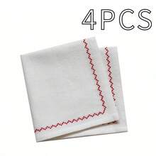 1/2/4pcs White Colorful Line INS Style Tree Branch Square Napkins, Embroidered Food Photography Props Background Cloth Placemats Tablecloths - Multicolor - View 11