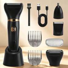 4-In-1 Multi-Function Women's Electric Shaver USB Rechargeable Body Hair Removal Set, Includes Charging Base And Guide Comb, Suitable For Bikini Area, Legs And Underarm Hair Trimming - Black - View 2