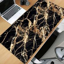 Luckybutterfly 1PC Black Gold Marble Large Mouse Pad Non‑Slip Extended Desk Mat Waterproof Gaming Keyboard Mousepad For Office Home - Black and White - View 2