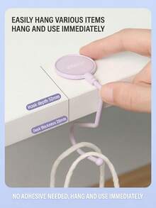 1pc Morandi Color Desktop Hook, No-Glue Traceless Hook, Student Backpack & Bag Hook - Y - View 8
