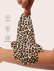 Lignisse 10 st leopardmönstrade lyftande bröstvårtsskydd, osynliga självhäftande bröstkronbladsstickers, återanvändbara silikonpasties för rygglös djup V-festklänning - Multifärgad - Visa 3