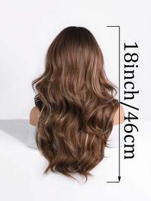 18‑Inch Long Wavy Wig With Brown‑Gold Highlights, Breathable Mesh‑Cap High‑Temperature‑Resistant Synthetic Wig, Suitable For Daily Commuting, Halloween And Christmas Parties - Multicolor - View 7