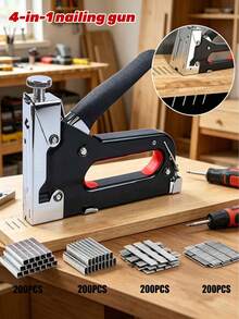 1pc 4-In-1 Heavy Duty Nail Driver, Stapler, Nail Gun, Manual Nail Gun, Nail Gun, Can Be Used For Installing T-Shaped Nails, U-Shaped Nails, I-Shaped Nails, I-Shaped Nails, Suitable For Home Decor, Interior Design And Industrial Applications (No Battery Required), Easy To Use, Random Color - Multicolor - View 2