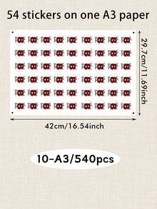 LICVIC 54-540張客製化紅色格紋字母聖誕貼紙附姓名，個性化A-Z字母標籤貼紙，節慶假期禮物包裝裝飾，客製化聖誕姓名標籤，可自訂圓形禮物貼紙，聖誕派對裝飾，假期禮物點綴 - 風格E - 查看 9