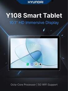 HYUNDAI Y108 Tablet, 5G WIFI Student Cloud Computer, Smart Screen, Android Portable Learning Machine, A75 High-Performance Core, Low Power Consumption, Android 15 System, 10.1-Inch HD Large Screen, Octa-Core Processor - Silver Gray - View 1
