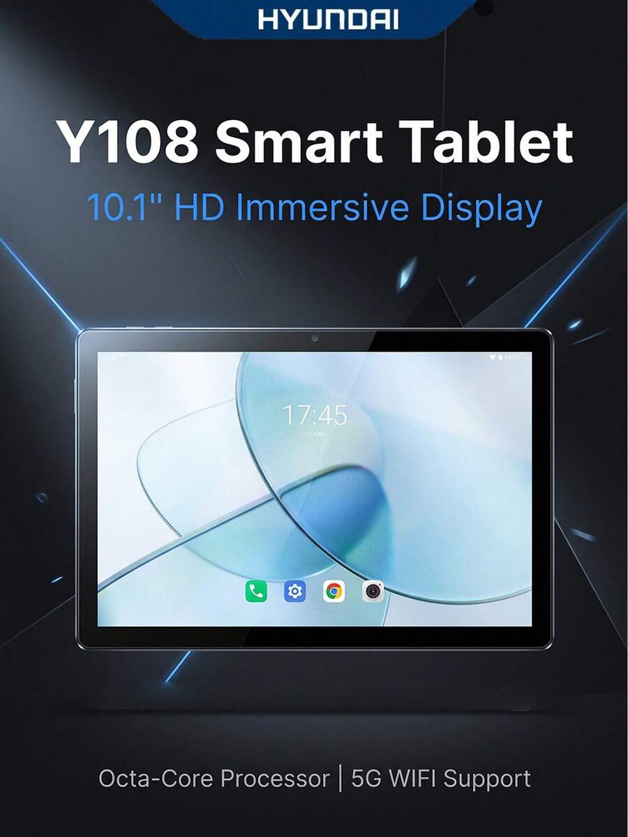 HYUNDAI Y108 Tablet, 5G WIFI Student Cloud Computer, Smart Screen, Android Portable Learning Machine, A75 High-Performance Core, Low Power Consumption, Android 15 System, 10.1-Inch HD Large Screen, Octa-Core Processor - Silver Gray - View 1