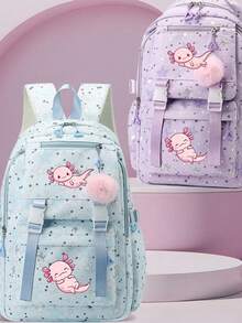 1 Pc, Creative Salamander Pattern Printed Backpack, Large Capacity Casual Backpack, Adjustable Shoulder Straps, Suitable For Daily Commute And Travel - one-size - View 3