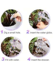 1/2pcs Mushroom-Shaped Glass Automatic Drip Irrigation Watering Ball, Slouchy Garden Automatic Irrigation Transparent Glass Watering Device - Multicolor - View 4
