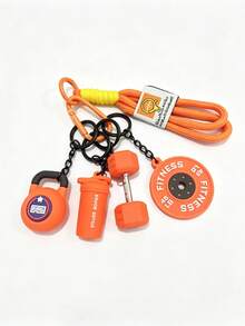 Personalized Sports Style Barbell Dumbbell Plate Keychain, Hand-Woven Fitness Keychain Set, Fashionable Versatile Fitness Kettlebell Backpack Pendant, Braided Rope Barbell Dumbbell Kettlebell Keychain, Unisex - View 17
