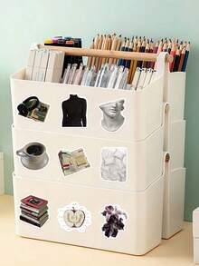 50pcs Museum Stickers, PVC Material, Creative Aesthetic Design, Suitable For Phone Case, Tablet, Phone, Laptop, Luggage, Car, Notebook, Helmet, Guitar, Skateboard, Storage Box, Computer, Scrapbook Supplies - 50pcs - View 7