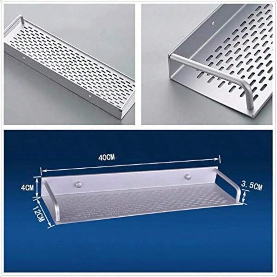 Stainless Steel Wall Mount Storage Rack Hollow Drainage Shelf For Bathroom Kitchen Toiletries Bottles Organizer Wall‑Mounted Storage Accessory - View 1