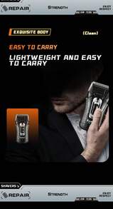 Kemei 1pc KM-T98 Electric Shaver, Professional Waterproof Beard Trimmer For Men, USB Quick Charge, Wet & Dry Shaver, Reciprocating Shaver - Black - View 6