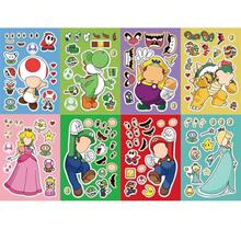 8pcs DIY Puzzle Stickers, Face Funny Anime Cartoon Assembly Stickers, Waterproof Stickers, Tear Off Without Leaving Glue, Perfect Birthday Gift, Little Surprise - Multicolor - View 3