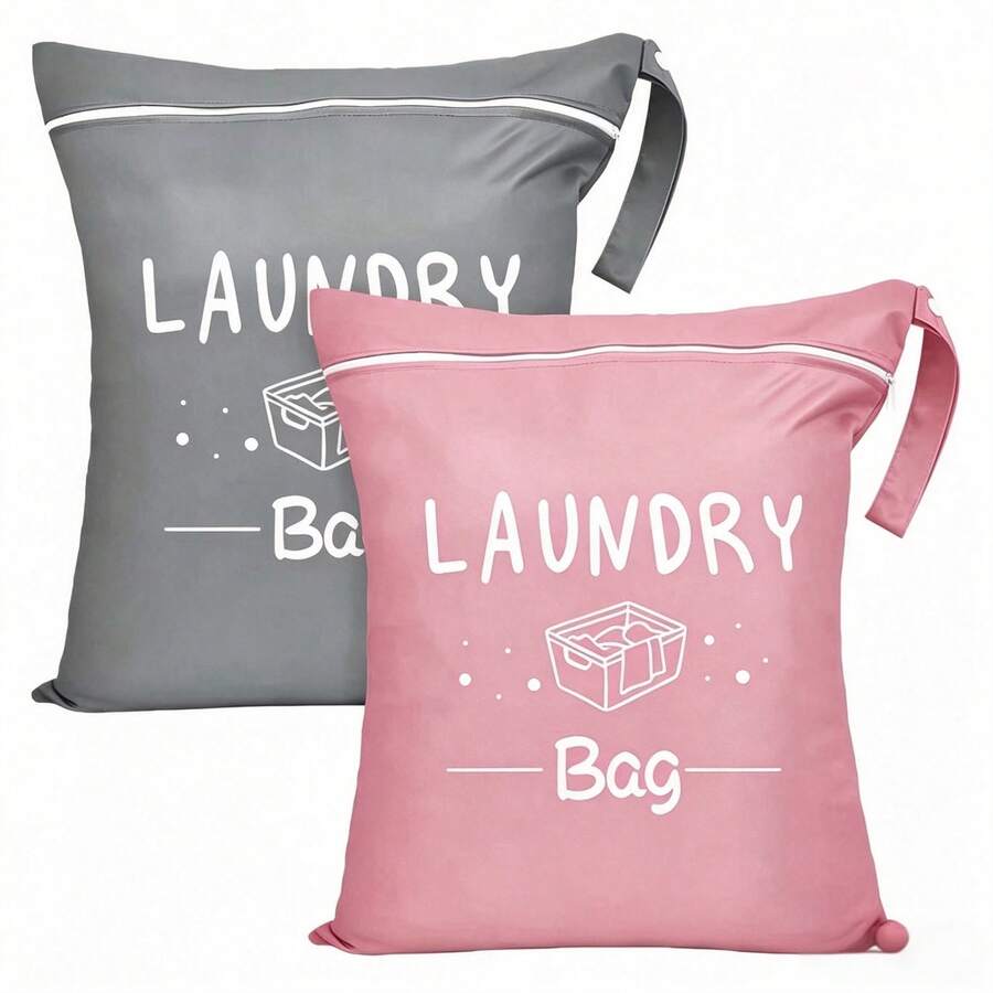 Large Travel Laundry Bag, Dry & Wet Use, Washable, Zippered, Dirty Clothes Bag, Swimsuit/Gym Bag, Suitable For Gym Clothes, Laundry, Wet Clothes, Swimming, Yoga, Blue, Pink, Black, Grey - View 1