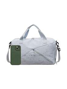 Women's Large Capacity Travel Luggage Bag With Starry Print Pattern, Multiple Exterior Pockets, Fabric Material, Detachable Adjustable Wide Strap, Multi-Compartment Storage With Multiple Zippers, Fresh Minimalist Style, Versatile Handheld Crossbody Sports Bag For Short Trips, Fitness, Outings, School, Commuting - View 4