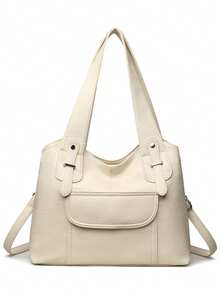 Authentic Brand Soft PU Leather Handbag Women's Tote Bag Shoulder Crossbody Messenger Bag Large Capacity - White - View 4