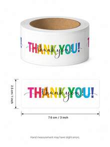 1pc Rainbow Thank You Stickers Roll, Colorful Appreciation Labels, Cute Boutique Packaging Seals, Small Business Gift Wrapping, Party Favor Decoration Supplies - Multicolor - View 2
