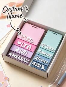 Personalized ID Badge Holder, Customizable 3D Badge Reel And Holder, Can Customize Text Or Name, Suitable For Nurses, Doctors, Teachers And More - Multicolor - View 1