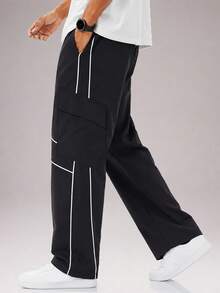CZRLHYT Men's Long Pants, Suitable For Outdoor Travel, Hiking, Fitness And Other Outdoor Sports, Multi-Functional Multi-Pocket Drawstring Cargo Pants - Black - View 3