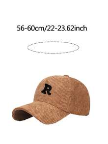 1Pc Minimalist A-Z Letter Corduroy Baseball Cap, Adjustable Outdoor Sun Protection Casual Hat,Suitable For Spring, Autumn, And Winter Daily Wear - Khaki - View 2