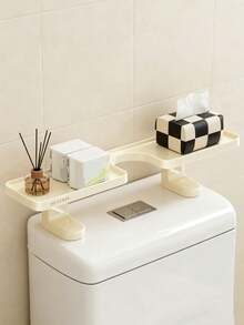 1pc Solid Color Sink Faucet Surround Storage Rack, Modern Plastic Irregular With Adjustable Split‑Tray Design, Space‑Saving Organizing Make Up Storage Organiser Bathroom Shelf, For Vanity Countertop Washroom Daily Use All‑Season Home Decor - Multicolor - View 6