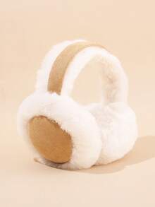 1pc Unisex Teen Plush Earmuffs, Suede Trim Adjustable Foldable Ear Warmers, Retro Neutral Color Fashion Ear Accessories, Suitable For Daily Outdoor Wear - Earmuffs - View 4