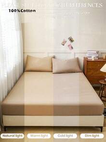 1pc Solid Coffee Brown Fitted Sheet, Mattress Protector, Fitted Sheet, Soft & Breathable, Fits Twin, Full, Queen, King Size Beds - Deep Pocket Design Up To 11.8 Inches, Dorm Bedding, Back To School - Coffee Brown - View 7