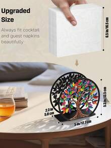 1pc Metal Napkin Holder For Table Standing Napkin Dispenser|Luncheon & Guest Napkins, Tree Of Life Napkin Stand For Cocktail, Upright Paper Napkin Holder For Kitchen Dining Table Coffee Bar - Multicolor - View 6