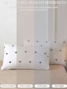 2pcs Black & White Comfortable Heart Pattern Pillowcase & Decorative Pillow Cover, Super Soft & Breathable, No Filling, Machine Washable, Dorm Bedding, Back To School Bedding - White - View 6