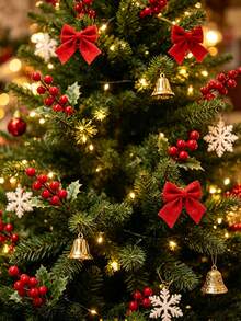 10pcs/5pcs/1pc Artificial Christmas Red Berry Holly Leaf Decorative Branch, Artificial Christmas Bouquet, Christmas Tree Decoration, Christmas Decor, Holiday Table Centerpiece, Suitable For All Seasons - Perfect For Christmas - Multicolor - View 4