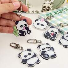 6 Pcs/Set Cute Cartoon Panda Acrylic Keychains, Soft Adorable Panda Pendant With Metal Key Ring, Decorative Key Chain Charms For Keys Backpack Handbag, Party Favor Gift Supplies - Panda - View 8