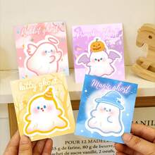 4pcs Halloween Cute Ghost Sticky Notes, Self-Adhesive Portable Memo Notepad, Holiday Gift For School And Office - Multicolor - View 5