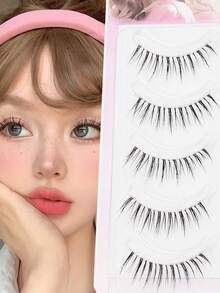 Ayrmilla 5 Pairs Of False Eyelashes, Fine And Elongated Eyelashes, Suitable For Various Occasions Such As Wedding Parties, Daily Work, Weddings, Etc,Slender And Black, Multi-Layer False Eyelashes, Comfortable, Exquisite, Fashionable And Popular Beauty Tools. - Black - View 2