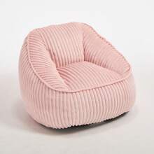 Memory Foam Pouf, Striped Bubble Plush, Soft, Comfortable, Cozy Sofa For Living Room, Apartment, And Dorm - Baby Pink - View 4