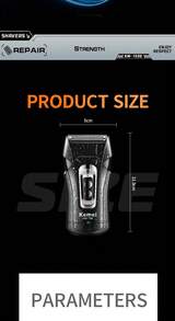 Kemei 1pc KM-T98 Electric Shaver, Professional Waterproof Beard Trimmer For Men, USB Quick Charge, Wet & Dry Shaver, Reciprocating Shaver - Black - View 11
