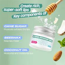 Hllozzi 50g Mint Lip Scrub, With Cane Sugar, Coconut Oil And Beeswax, Moisturizes And Brightens Lips, Removes Dryness And Dead Skin, Fresh Mint Scent, Suitable For All Skin Types, Convenient Daily Gift - Mint - View 2
