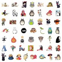 50pcs Totoros Cartoon Pattern Waterproof Sticker Set, Large Variety Of Different Cartoon Prints, Waterproof And Scratch-Resistant, Durable, Suitable For Decorating Phones, Notebooks, Computers, Luggage Surfaces For Personalized Beautification, Easily Create Exclusive Appearance, High Playability, Practical DIY Craft Material, Suitable As Small Gifts For Guests At Parties And Gatherings - Multicolor - View 4