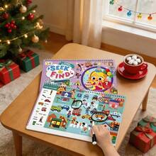 Reusable Search & Find Activity Book, 7 Life Scene Search Games, Includes 1 Erasable Pen Busy Book, Educational Learning Toy, Children's Gift, Halloween, Christmas - Multicolor - View 4