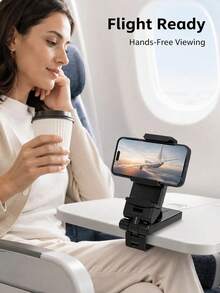 2pcs/1pc Airplane Phone Holder, Adjustable Foldable Clip-On Mount For Tray Tables And Seat Backs, Portable Travel Phone Stand With Non-Slip Pad For Desk Use And Hands-Free Viewing On Long Flights, Travel Essential - Multicolor - View 4