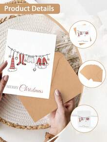 24Pcs Designs Christmas Greeting Cards Set, Cute Dwarf Reindeer Snowman Xmas Note Cards With Kraft Envelopes, Holiday Season Gift Wish Cards For Christmas Party - Multicolor - View 10