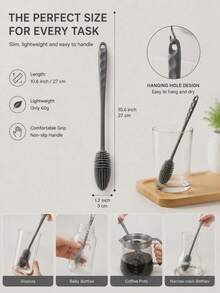1pc Multi-Function Long Handle Silicone Cleaning Brush, Long Handle Design, No Electricity Required, Multi-Function Cleaning Brush, Suitable For Kitchen, Furniture, Can Deep Clean Coffee Cups, Water Bottles, Etc., Suitable For All Surfaces, Can Clean Cups And Bottles, Reusable, Ideal For Kitchen And Bathroom. - Multiple Styles and Colors - View 3