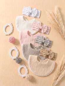 8PCS Candy Color Soft Elastic Baby Hair Accessories, Skin-Friendly Baby Bibs & Drool Cloths Set, Suitable For Daily Use - Multicolor - View 6