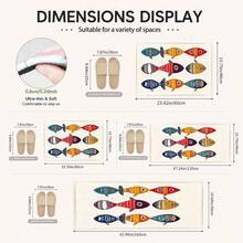 1pc, Abstract Fish Pattern Printed Faux Cashmere Kitchen Mat, Absorbent Kitchen Floor Mat, Kitchen Rug, Long Runner Mat, Sink Front Mat, Suitable For Kitchen, Bathroom, Entryway, Hallway, Laundry Room And Home Decor - Multicolor - View 9