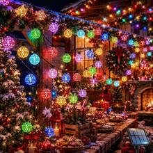 Solar-Powered Moroccan Spherical String Lights, 20/30 LED, Colorful Fairy Lights, Waterproof, Suitable For Outdoor Garden Fences, Patios, Indoor Bedrooms, Mother's Day, Christmas, And Home Party Decorations. - Colorful Morocco - View 6